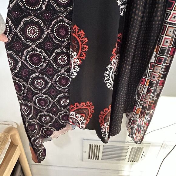 Hand Jive Maxi Dress Size XS Artsy Art to Wear Print Asymmetric Hem Boho Hippie - Picture 9 of 9